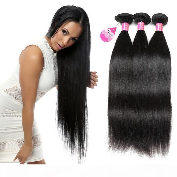 

wholesale price brazilian straight hair bundles 3pcs peruvian malaysian indian straight hair weaves unprocessed human hair extensions, Black