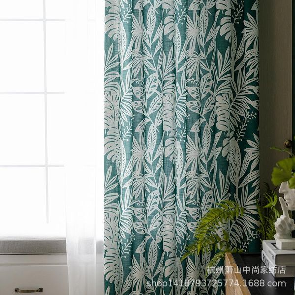

curtain & drapes green jungle big leaf nordic plants american light luxury cotton and linen printed blackout curtains