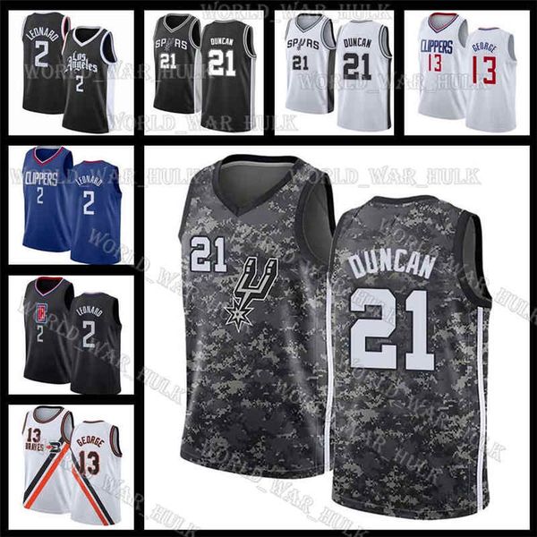 

los san angeles antonio spurs la clippers basketball jerseys kawhi 2 paul 13 george tim 21 duncan leonard 2021 city, Black;red