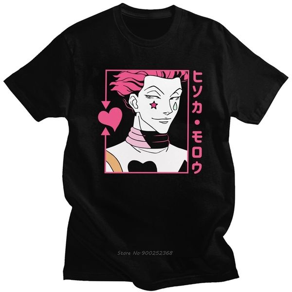 

hunter x hunter t-shirt men pre-shrunk cotton awesome tshirt o- neck short sleeved hisoka morow t shirt anime hxh tee harajuku 201013, White;black