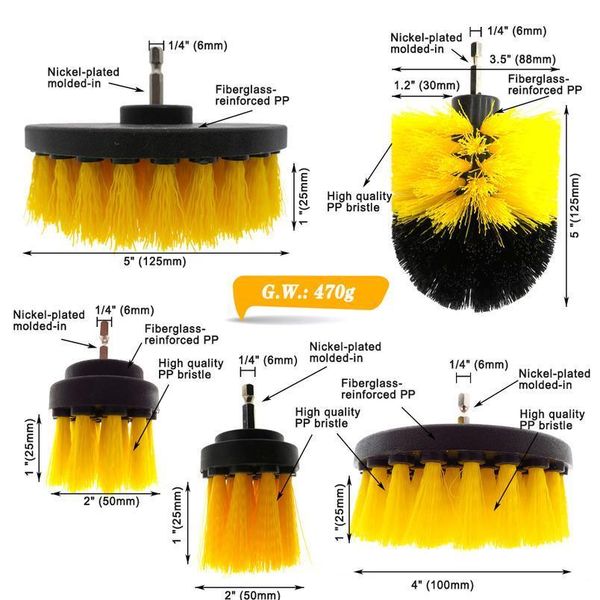 

6pcs/set electric drill power scrub clean brush electric drill brush kit for grout, tiles,bathroom, k bbyzsm
