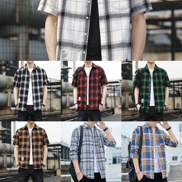 

nj6k8 autumn trend new long sleeve youth korean jacket men's 2020 casual plaid loose shirt shirt menswear asxi9, Blue