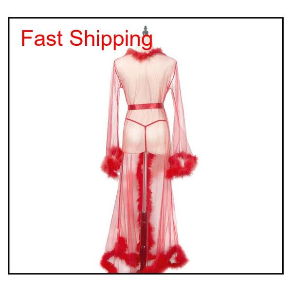 

womens long sleeve bathrobe feather robe bath nightdress bath gown fashion qylyzx bdesports