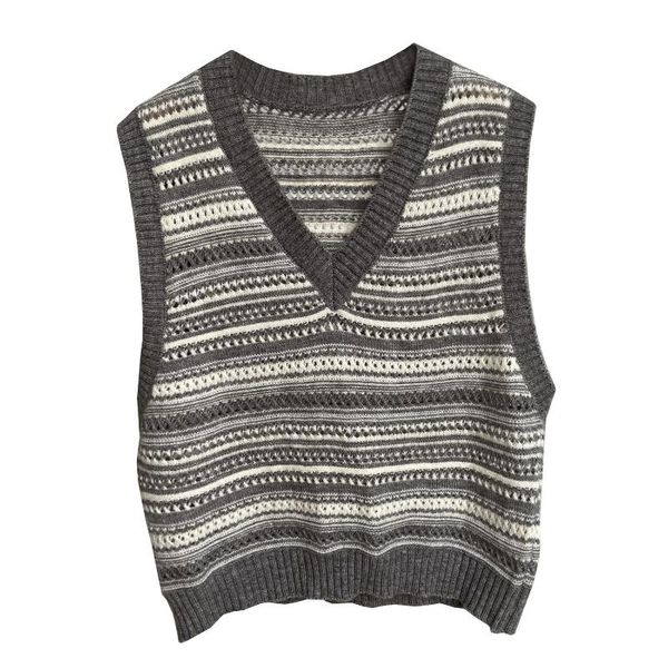 

women's vests sweater vest fall / winter 2021 pullover v-neck versatile sleeveless women knit, Black;white