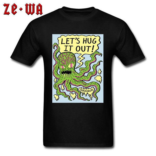 

lovecraft comic lets hug it out cthulhu for new novelty design fashion leisure navy light blue hooded sweatshirt hoodie men t shirt