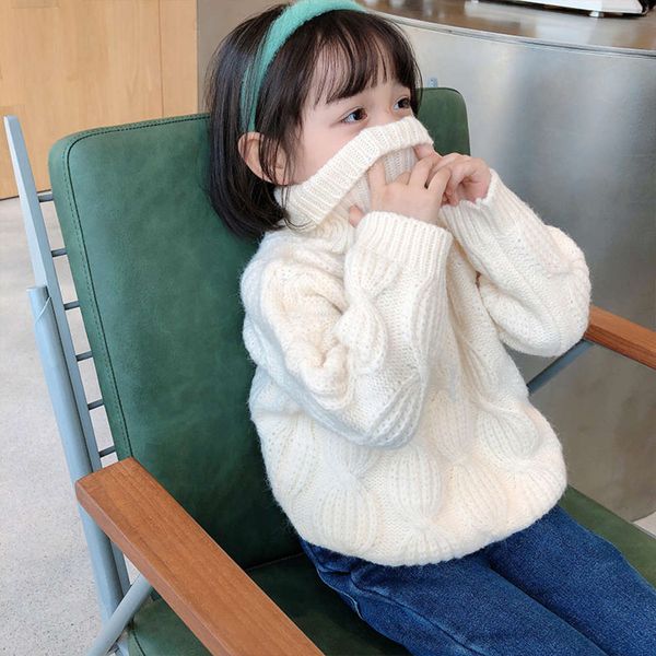 

and children's autumn winter new pullover warm coat bottom korean girls' twist turtleneck sweater, Blue