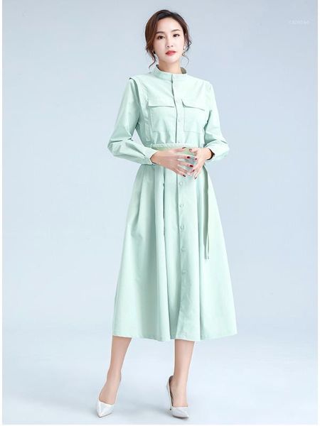 

feminine clothes 2020 spring european street fashion style trench coat belt designer long elegant a-line runway slim gothic1, Tan;black