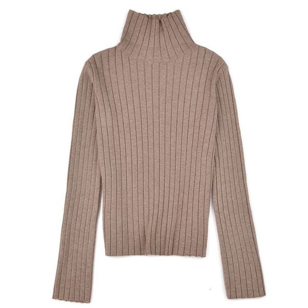 

2021 new cotton ribbed knitted sweater women turtleneck pullovers sweaters elegant soft female jumper long sleeve knitwear pull 3yum, White;black