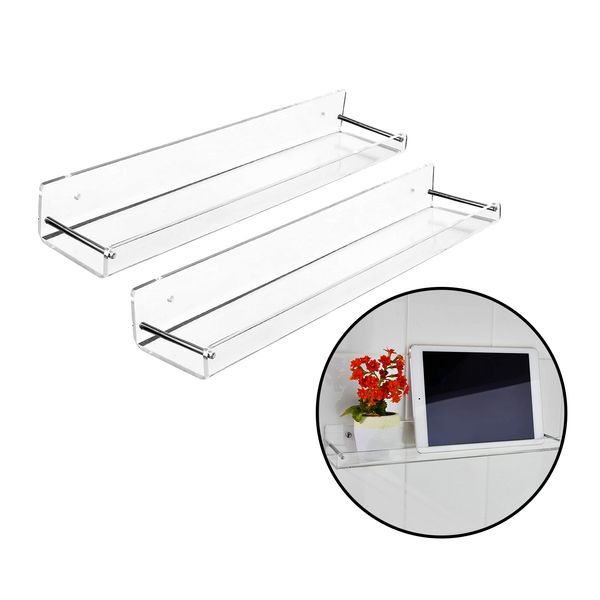 

2pcs clear acrylic wall mount hanging shelf display rack case organizer for action figures