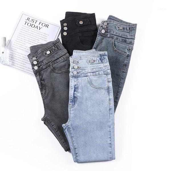 

chic new arrive runway designer women high waist skinny denim jeans tight pencil pants ladies elegant slim long trousers korea1, Blue