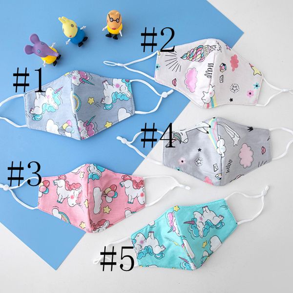 

3d kids rainbow adjustable protective reusable unicorn mouth mask dustproof breathable face masks yya179