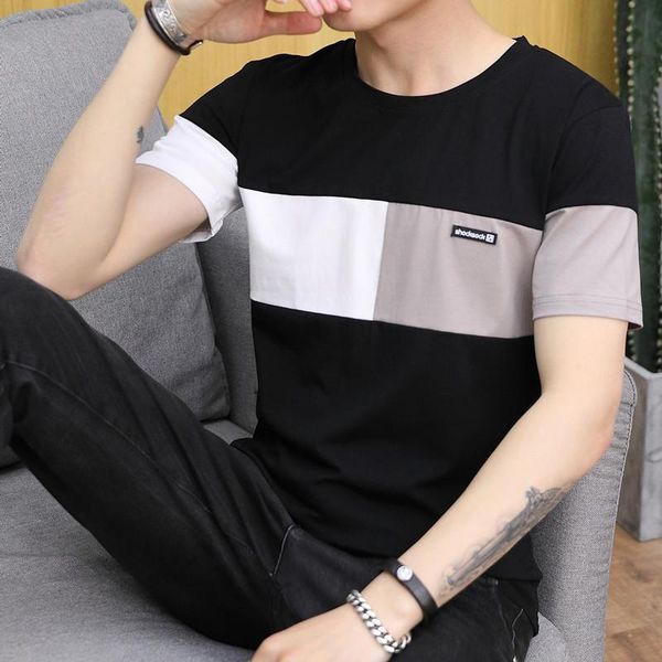 

belbello new fashion menswear t-shirt summer round-collar youth woman customized shirts men cut sleeve stripe short sleeve, White;black