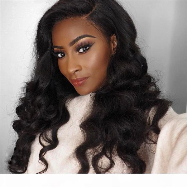 

good quality 130% density brazilian natural wave natural color full lace human hair wigs for black women with baby hair, Black;brown