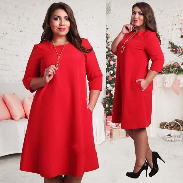 

fashion women dress plus size dresses for women 4xl 5xl 6xl autumn 3/4 sleeve party dress boho beach casual loose sundress x1, Black;gray