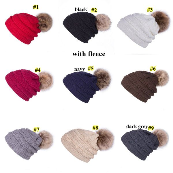 

winter women knitted thick beanies letter pom pom fur ball hat warm wool crochet skull beanie female ski fleeced caps owe2102, Blue;gray