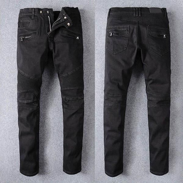 

famous mens jeans mens ripped f skinny slim elastic denim fit biker jeans fashion fit zipper ripped pants casual jean men pants, Blue