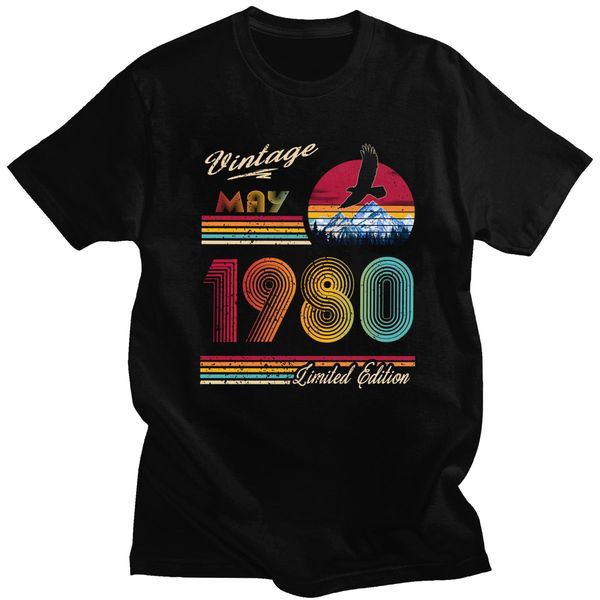 

men's vintage may 1980 40th birthday 40 years old gift celebration anniversary short sleeve tee hooded sweatshirt hoodie men t shirt