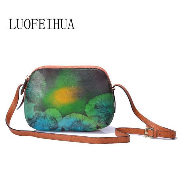 

luofeihua 2020 new spring and summer chinese style hand-painted leather shoulder bag female wild messenger bag handbag