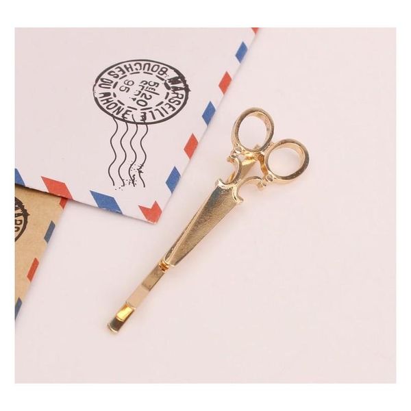

cool simple head jewelry hair pin gold scissors shears clip for hair tiara barrettes accessories wholesale small gif sqcyut queen66, Golden;silver
