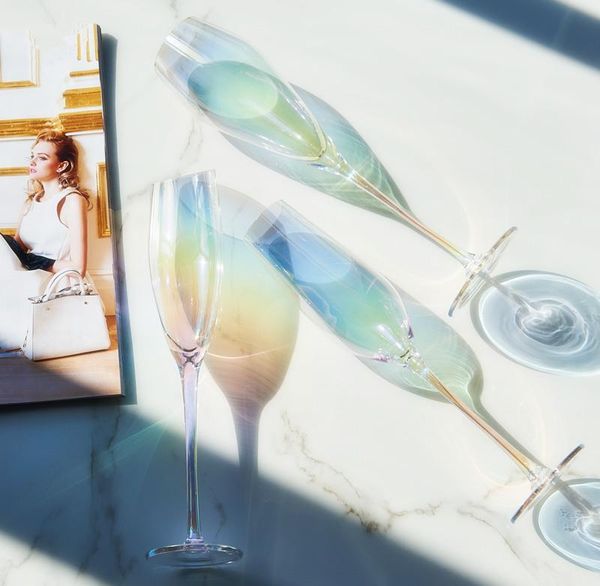 Sonho arco-íris champanhe copo cristal goblet casa cozinha bar beber cores misturar moda