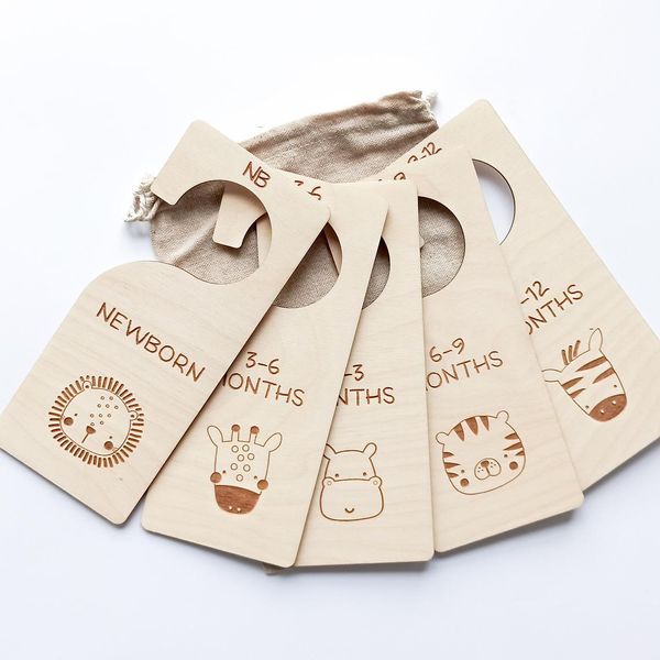 

baby shower party supplies 0-12 months baby wooden closet dividers nursery clothes organizer wood clothes divider new mom gift