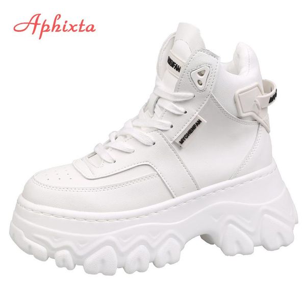 

aphixta height increasing platform winter women's shoes chunky sole sneakers women boots thick sole shoes woman dad footwear, Black