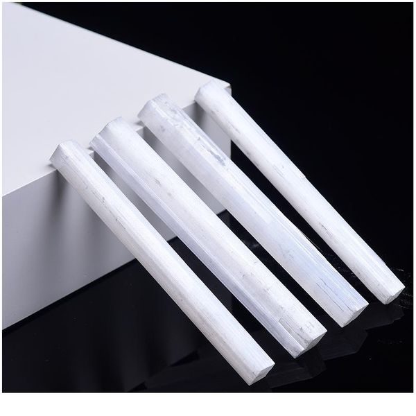 

natural white selenite crystal stick chips gypsum quartz rough minerals reiki specimen point healing stone home decora qyltek, Black
