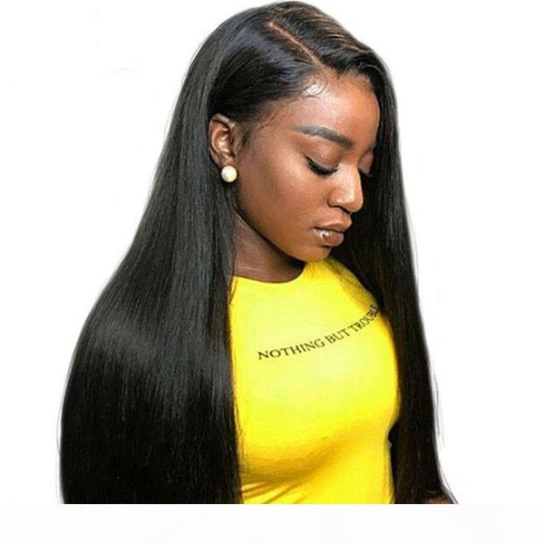

brazilian full lace human hair wigs straight lace front wig pre plucked with baby hair 130% density bleached knots, Black;brown