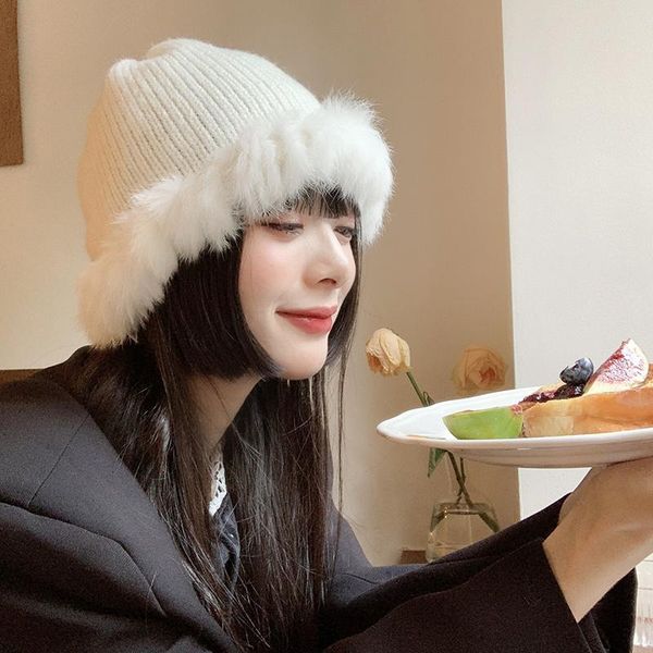 

2020 new solid color real rex hair woman hat fur beanie caps winter woman hats fashion hair knit cap, Blue;gray