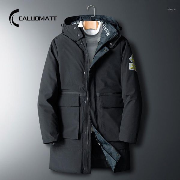 

winter parkas coat men fashion long cotton padded 2020 mens hooded casual windbreaker jacket thick warm down parkas1, Black