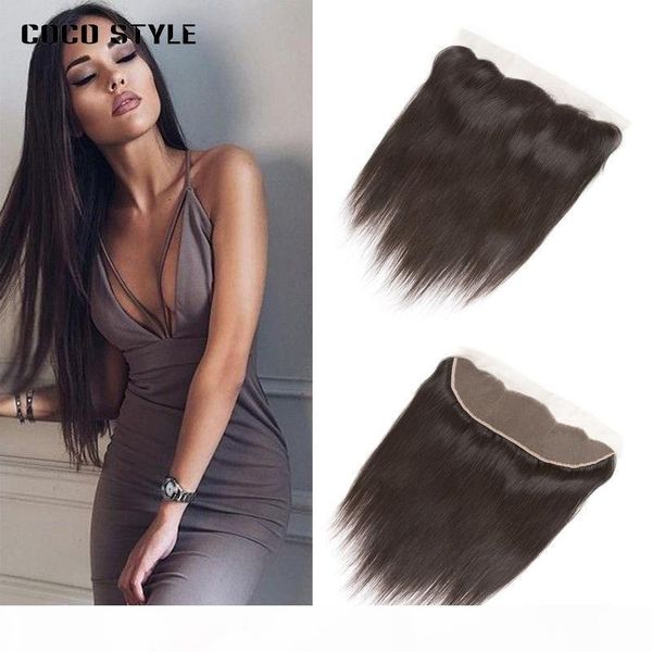 

peruvian straight hair lace frontal closure 13x4 part ear to ear remy human hair closure, Black;brown