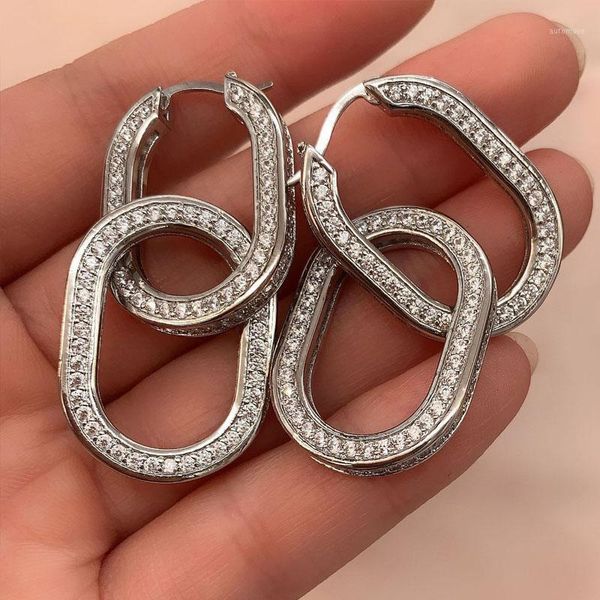 

japan korea popular woman earrings exaggerated three-dimensional double u oval earrings detachable catwalk 2020 new1, Golden;silver