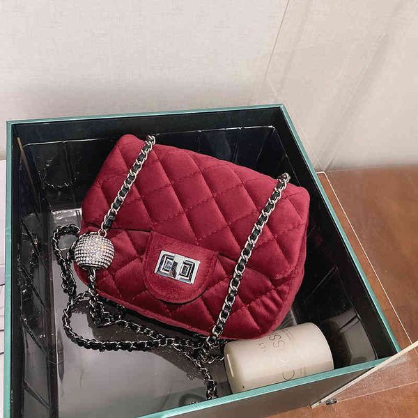 

womens designer- velvet bag ball shoulder handbag adjustable chain strap messenger