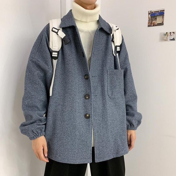 

men's casual winter jacket men's loose jacket korean casual wool, Black