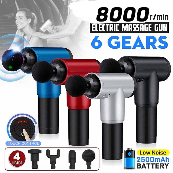 

8000r/min therapy massage guns 6 gears muscle massager pain sport massage machine relax body slimming relief with 4 heads