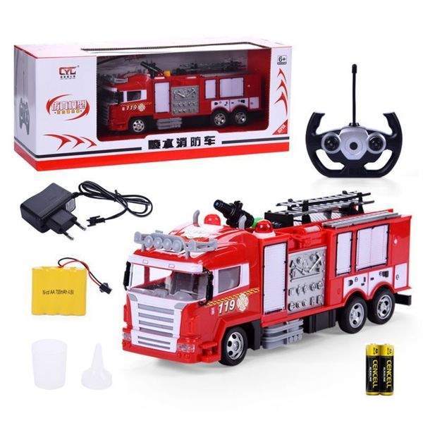 RC acqua nebulizzata camion dei pompieri musica luce telecomando auto giocattolo per bambini ragazzo regalo 201203