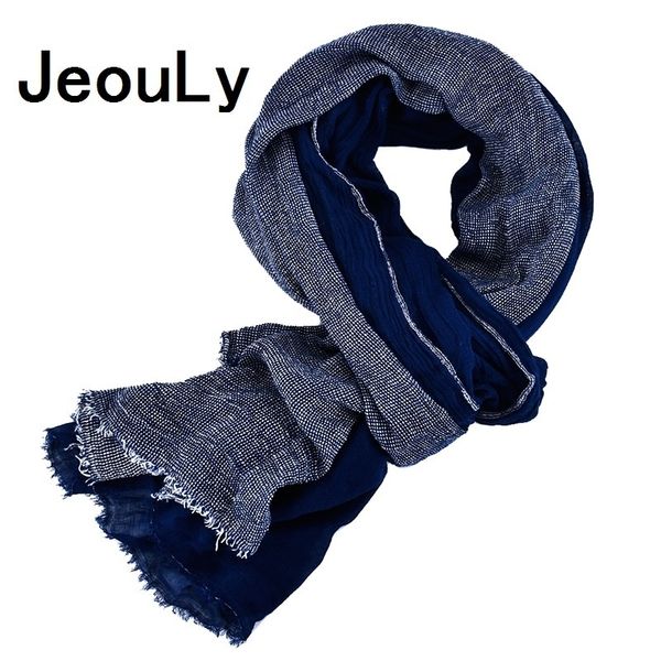 

jeouly new arrival navy bufandas mens scarf fashion brand striped scarf spring autumn warm soft shawls cotton tassel scarves y200110, Blue;gray