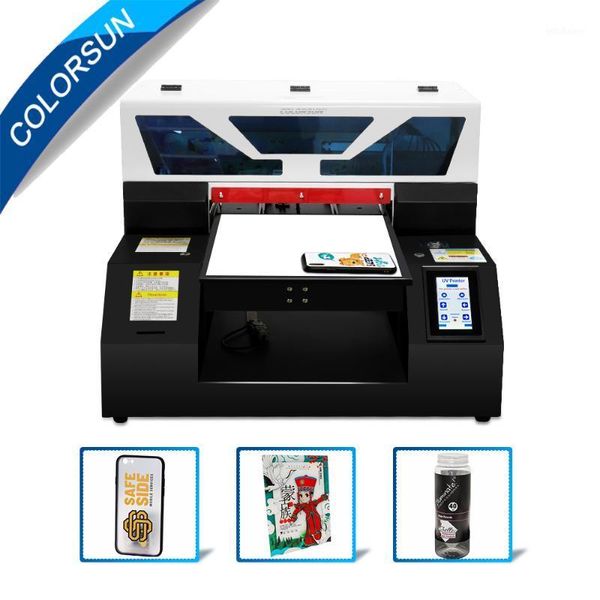 Stampanti Colorsun Touch Screen Automatico Formato A4 Stampante UV Cassa Del Telefono Vetro Legno Con Cilindro LED Flatbed Uv1