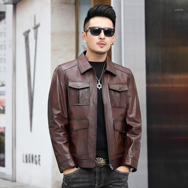 

new haining leather jacket for men's head layer cow leather jacket1, Black