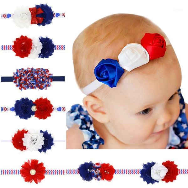

hair accessories brand baby rhinestone 4th of july headband sun flower kids chiffon independence day girl accessories1, Slivery;white