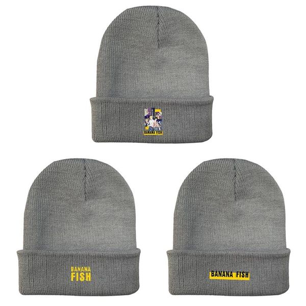 

warm knitted hat cosplay street banana fish animation around male and female student hat custom custom knitted, Blue;gray
