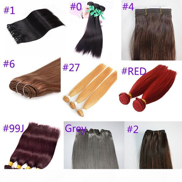 

ce certificated virgin hair straight wave 100g 3pcs lot brazilian human hair weaves bundles 9 color 27 99j 1bt613 options, Black