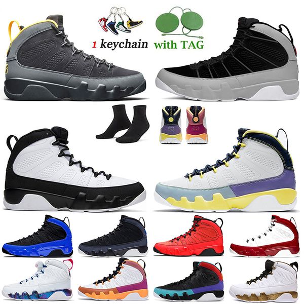 

jumpman 9 mens jorden basketball shoes 9s particle grey 2022 university gold chile red change the world university blue space jam multi
