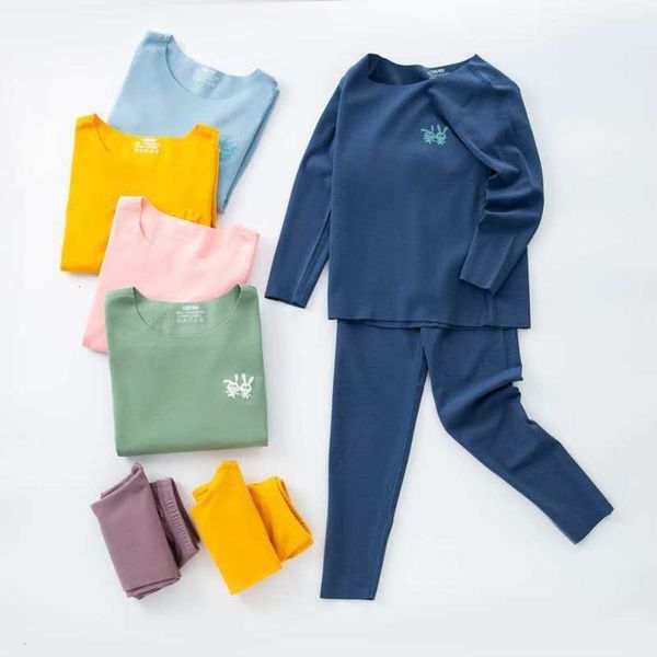 

tracels thermal underwear set derong children's ground baby pajamas men's and women's cloth autumn pants, Blue;red