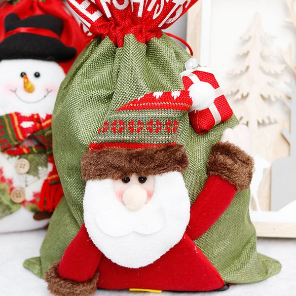 

gift bags large organic candy christmas drawstring bag with reindeers santa claus sack bagschristmas