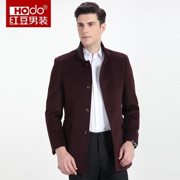 

hodo woollen coat long parka men winter jacket plus size clothing warm down jacket woolen overcoat, Black