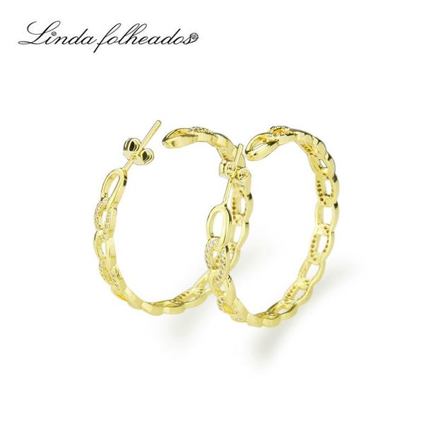 

hoop & huggie fashion gold/ silver color copper earring white cubic zircon earrings for women/girls anniversary simple jewelry, Golden;silver