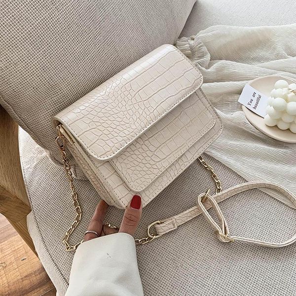 

small crocodile pattern pu leather flap bags for women 2020 simple shoulder crossbody handbags chain cross body bag