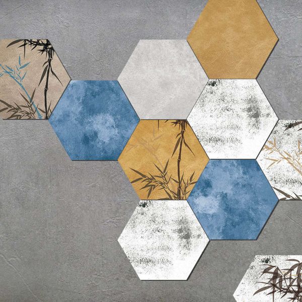 

meiji new chine style floor tile self adhive bathroom living room waterproof and wear ristant wall paste