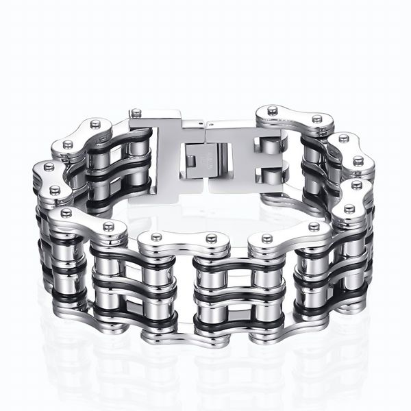 

men's fashion punk rock bracelet man jewelry stainless steel jewellery bralet wide bike bracelet men accessories a gift to a boy 200928, Black